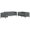 3 pcs conjunto de sofás tecido cinzento-escuro 2