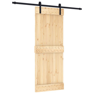 Puerta corredera con herrajes madera maciza de pino 80x210 cm H
