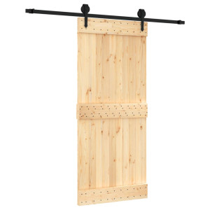 Puerta corredera con herrajes madera maciza de pino 90x210 cm H