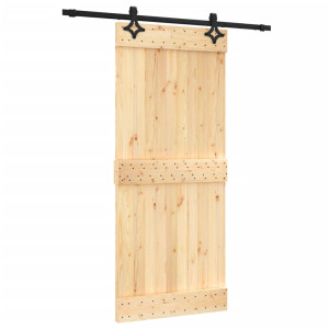Puerta corredera con herrajes madera maciza de pino 90x210 cm H