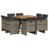 Set comedor jardín 9 pzas y cojines ratán sintético gris 2