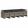 Set de comedor de jardín 11 pzas y cojines ratán sintético gris 3