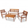 4 pcs conjunto lounge jardim c/ almofadões madeira teca maciça 1