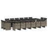 17 pcs conj. de jantar p/ jardim c/ almofadões vime PE cinzento 2