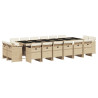17 pcs conjunto de jantar p/ jardim c/ almofadões vime PE bege 2