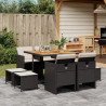 Set de comedor de jardín 9 pzas y cojines ratán sintético negro 1