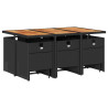 11 pcs conjunto de jantar p/ jardim c/ almofadões vime PE preto 3