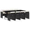 Set de comedor de jardín 9 pzas y cojines ratán sintético negro 2