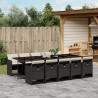 Set de comedor jardín 11 pzas con cojines ratán sintético negro 1