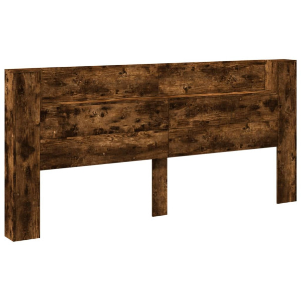 Cabecero de cama con luz LED roble ahumado 220x16.5x103.5 cm M 3