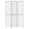 Biombo separador de 3 paneles madera maciza Paulownia blanco 4