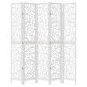 Biombo separador de 5 paneles madera maciza Paulownia blanco 4