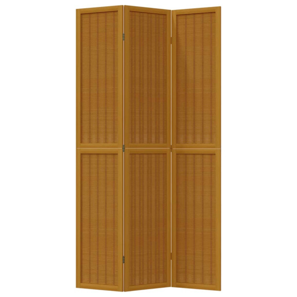 Biombo separador de 3 paneles madera maciza paulownia marrón M 4