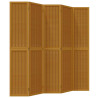 Biombo separador de 5 paneles madera maciza paulownia marrón 2