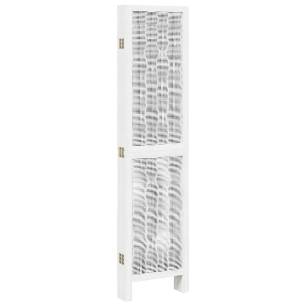 Biombo separador de 6 paneles madera maciza Paulownia blanco M 5