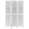 Biombo separador de 3 paneles madera maciza Paulownia blanco 4