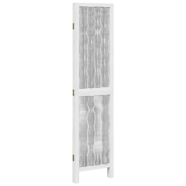 Biombo separador de 3 paneles madera maciza Paulownia blanco M 5