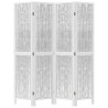 Biombo separador de 4 paneles madera maciza Paulownia blanco 4