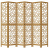 Biombo separador de 6 paneles madera maciza paulownia marrón 4