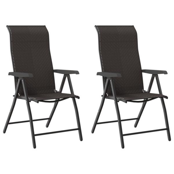 Cadeiras de jardim dobráveis 2 pcs vime PE cor preto café M 2