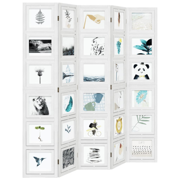 Biombo com 5 painéis madeira de paulownia maciça branco M 4