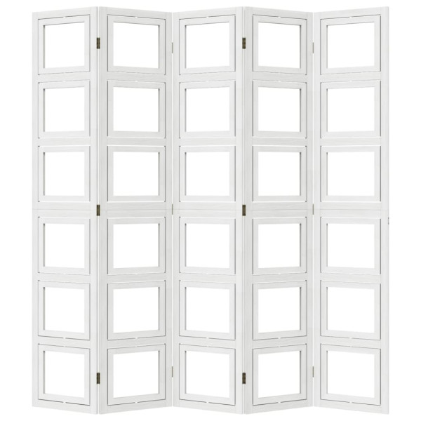 Biombo separador de 5 paneles madera maciza Paulownia blanco M 5