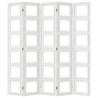 Biombo separador de 5 paneles madera maciza Paulownia blanco 5