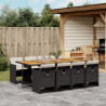 Set de comedor de jardín 9 pzas y cojines ratán sintético negro 1