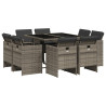 9 pcs conjunto de jantar p/ jardim c/ almofadões vime PE cinza 2