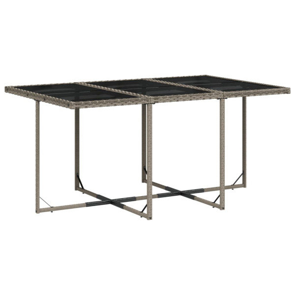 Set de comedor de jardín 11 pzas y cojines ratán sintético gris M 3