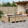 13 pcs conjunto de jantar p/ jardim com almofadões vime PE bege 1