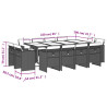 13 pcs conjunto de jantar p/ jardim com almofadões vime PE bege 5