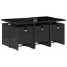Set de comedor de jardín 7 pzas y cojines ratán sintético negro 3