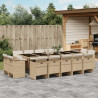Set comedor de jardín con cojines 15 pzas ratán sintético beige 1