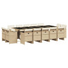 Set comedor de jardín con cojines 15 pzas ratán sintético beige 2