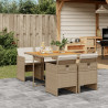 Set comedor de jardín 5 pzas con cojines ratán sintético beige 1
