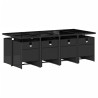 9 pcs conjunto de jantar p/ jardim c/ almofadões vime PE preto 3