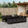 Set de comedor jardín 11 pzas con cojines ratán sintético negro 1