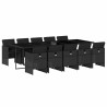 Set de comedor jardín 11 pzas con cojines ratán sintético negro 2