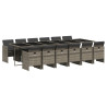 Set comedor de jardín con cojines 13 pzas ratán sintético gris 2