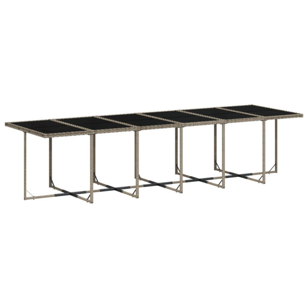 Set comedor de jardín con cojines 13 pzas ratán sintético gris M 4