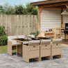 Set comedor de jardín 7 pzas con cojines ratán sintético beige 1