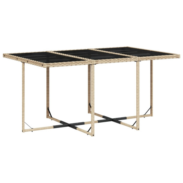 7 pcs conjunto de jantar p/ jardim com almofadões vime PE bege M 4