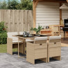 Set comedor de jardín 5 pzas con cojines ratán sintético beige 1