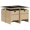 Set comedor de jardín 5 pzas con cojines ratán sintético beige 3