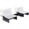 Cadeiras jardim reclináveis 2 pcs com mesa vime PE preto 3