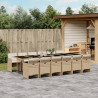 13 pcs conjunto de jantar p/ jardim com almofadões vime PE bege 1
