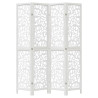 Biombo separador de 4 paneles madera maciza Paulownia blanco 4