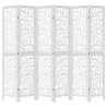 Biombo separador de 6 paneles madera maciza Paulownia blanco 4