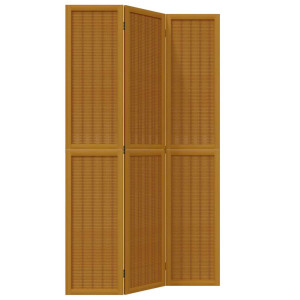 Biombo separador de 3 paneles madera maciza paulownia marrón H